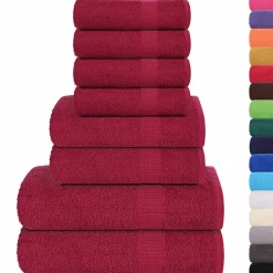 vidaXL 8-delige Handdoekenset FROGN 360 g/m² bordeaux