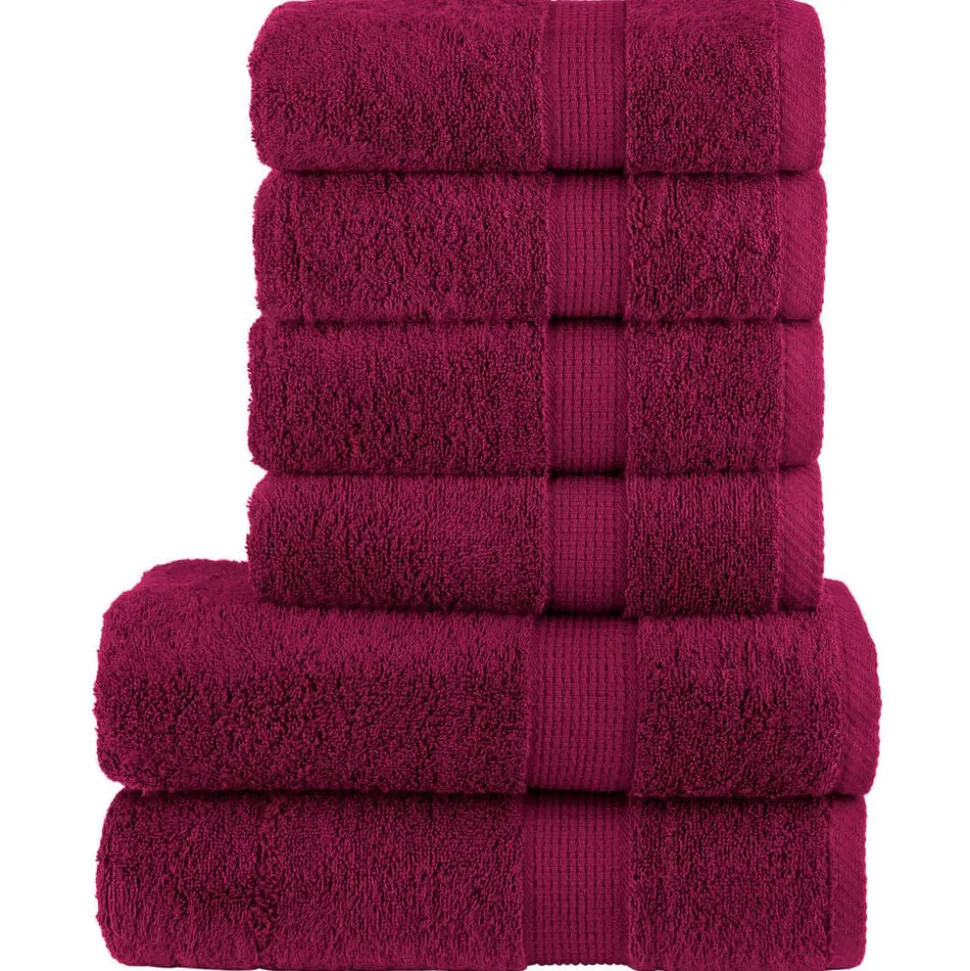 vidaXL 6-delige Handdoekenset SOLUND 600 g/m² bordeauxrood
