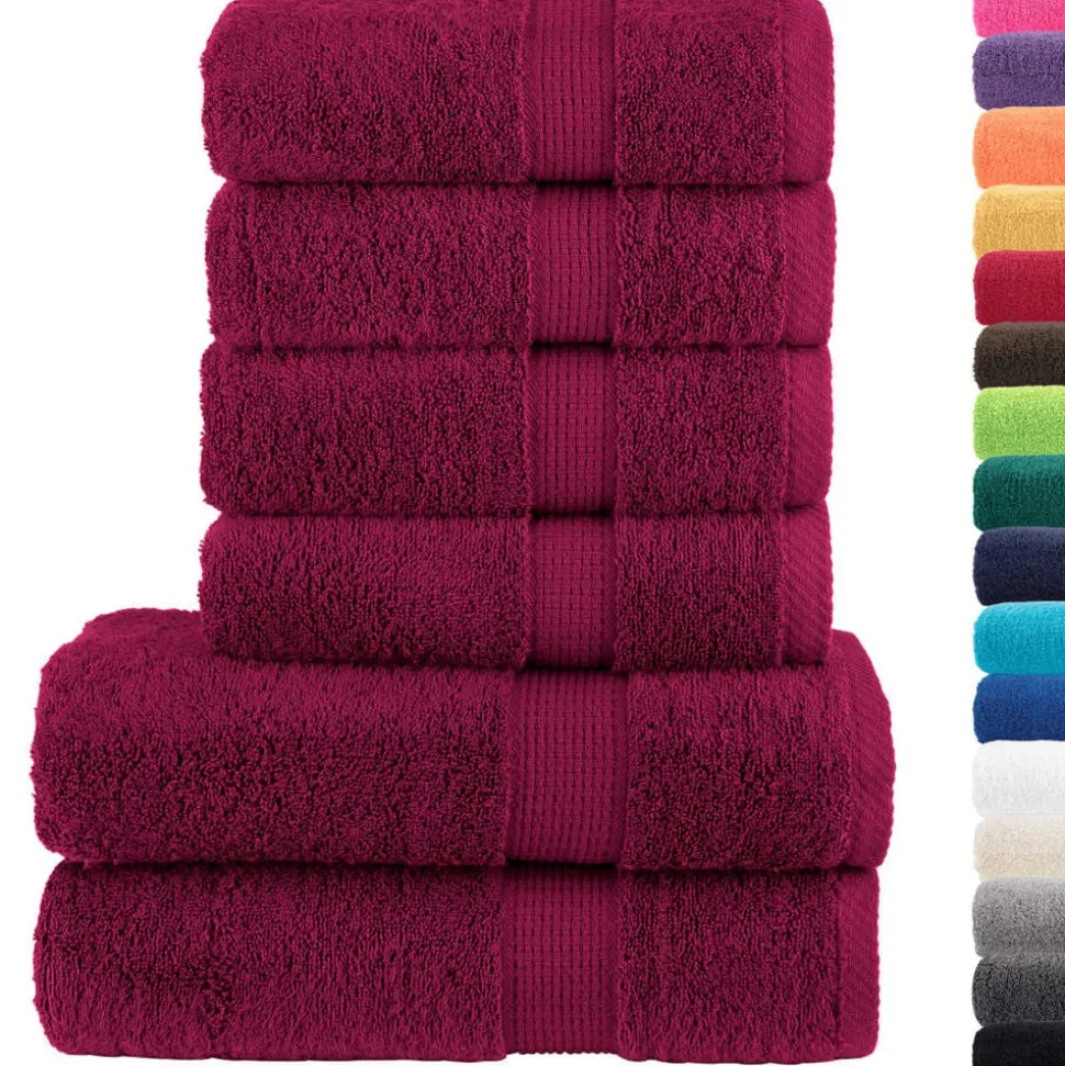 vidaXL 6-delige Handdoekenset SOLUND 600 g/m² bordeauxrood