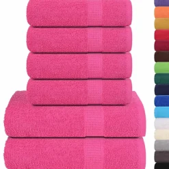 vidaXL 6-delige Handdoekenset FROGN 360 g/m² roze