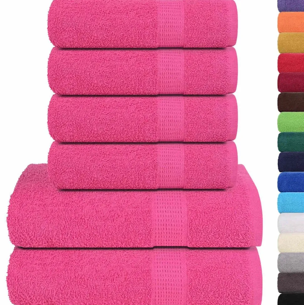 vidaXL 6-delige Handdoekenset FROGN 360 g/m² roze