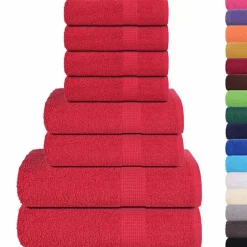 vidaXL 8-delige Handdoekenset FROGN 360 g/m² rood