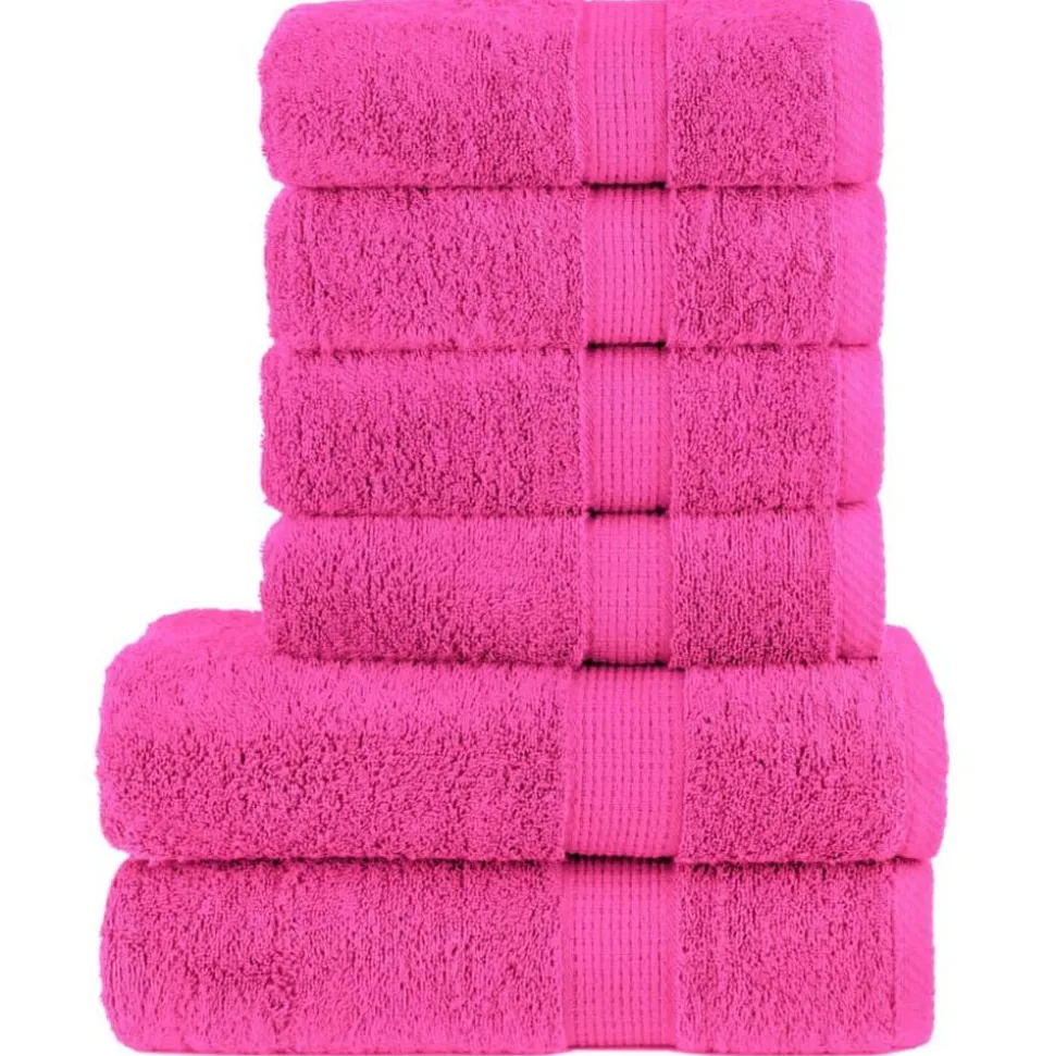 vidaXL 6-delige Handdoekenset SOLUND 600 g/m² roze