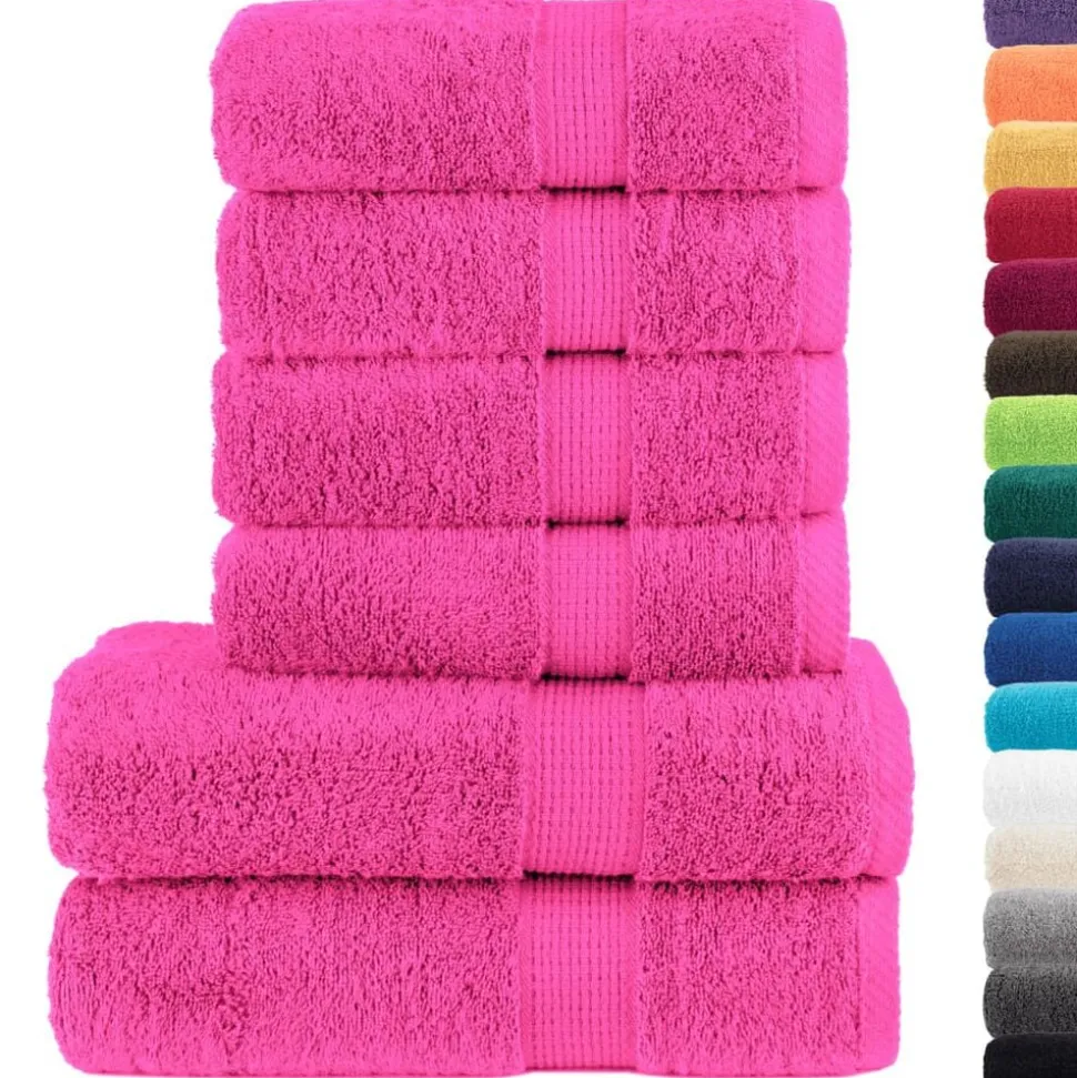vidaXL 6-delige Handdoekenset SOLUND 600 g/m² roze
