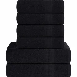 vidaXL 6-delige Handdoekenset FROGN 360 g/m² zwart