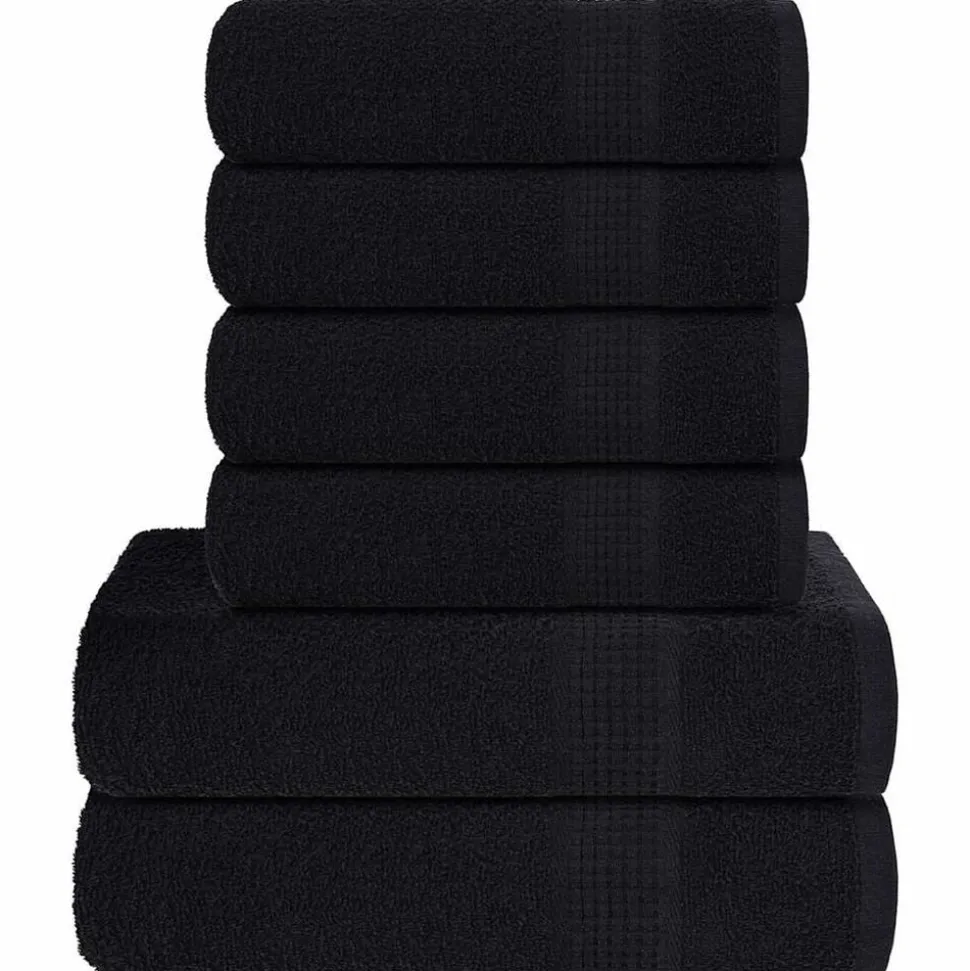 vidaXL 6-delige Handdoekenset FROGN 360 g/m² zwart