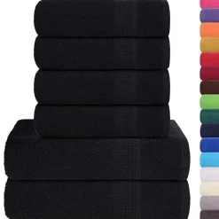 vidaXL 6-delige Handdoekenset FROGN 360 g/m² zwart