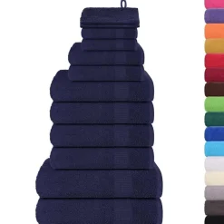 vidaXL 12-delige Handdoekenset FROGN 360 g/m² marineblauw