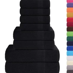 vidaXL 8-delige Handdoekenset FROGN 360 g/m² zwart