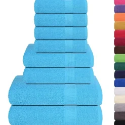 vidaXL 8-delige Handdoekenset FROGN 360 g/m² turquoise