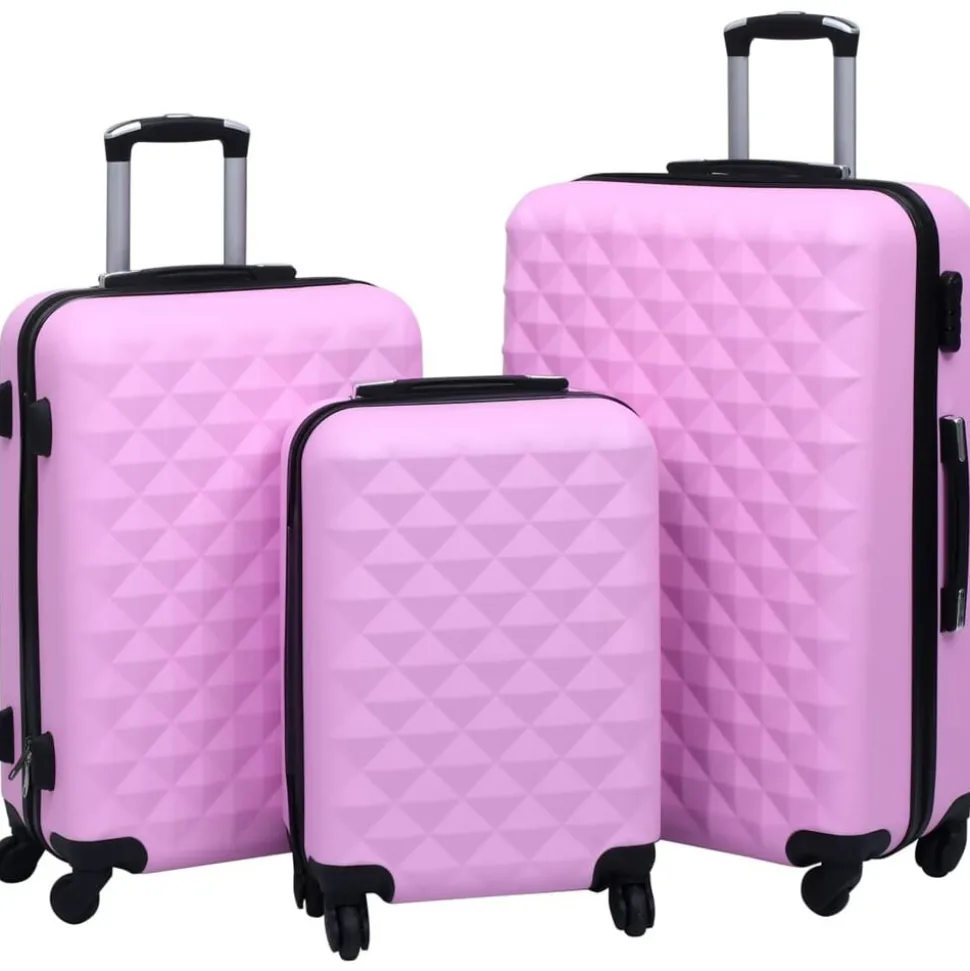 vidaXL 3-delige Harde kofferset ABS roze
