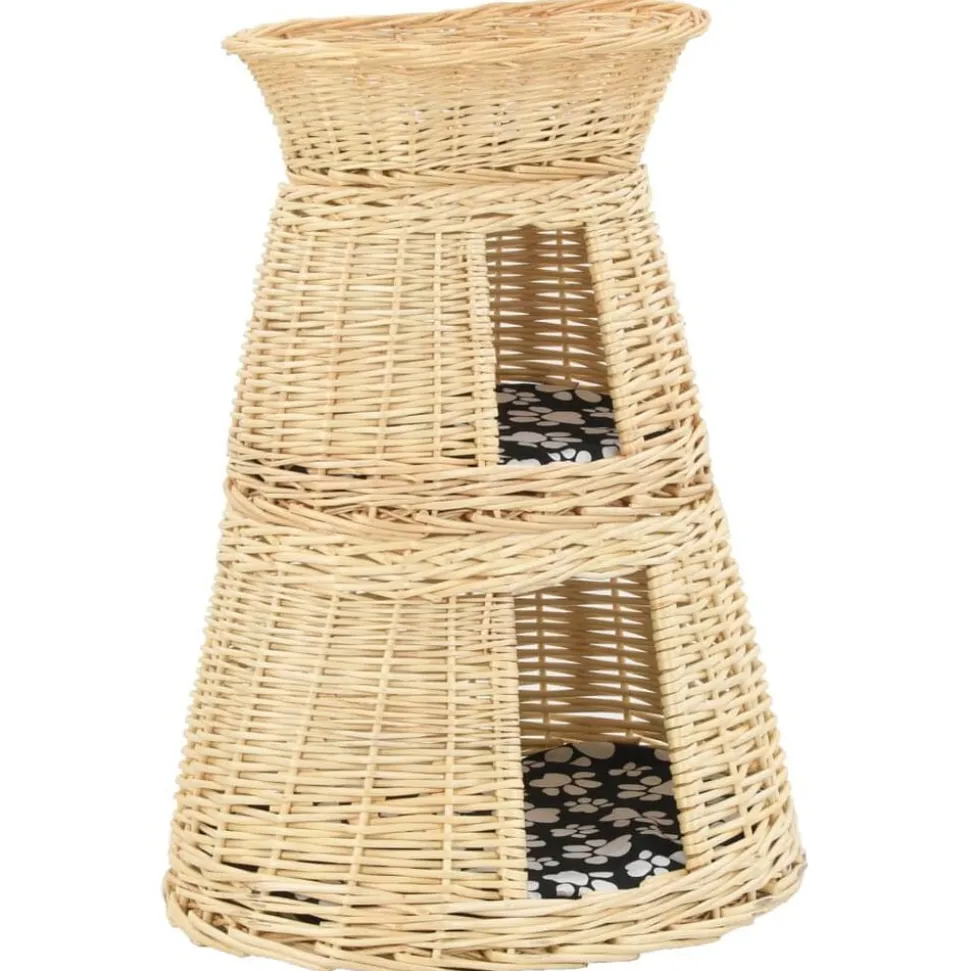 vidaXL 3-delige Kattenmandset met kussens 47x34x60cm natuurlijk wilgen
