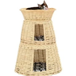 vidaXL 3-delige Kattenmandset met kussens 47x34x60cm natuurlijk wilgen