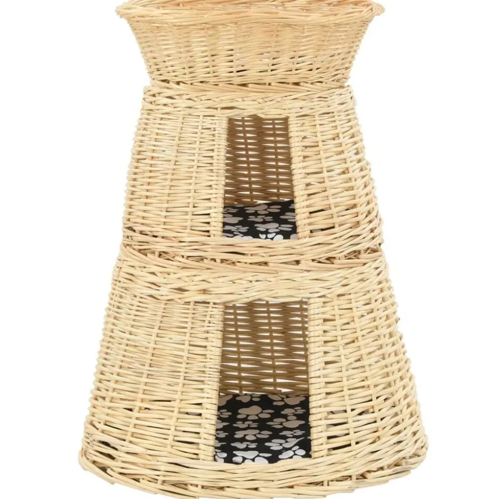 vidaXL 3-delige Kattenmandset met kussens 47x34x60cm natuurlijk wilgen