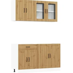 vidaXL 4-delige Keukenkastenset Kalmar bewerkt hout artisanaal eiken