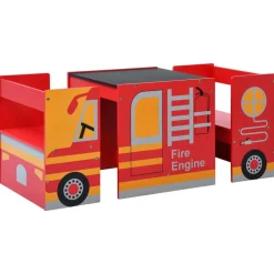vidaXL 3-delige Kinderstoelen- en tafelset brandweerwagenontwerp hout