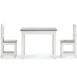 vidaXL 3-delige Kindertafel- en stoelenset MDF wit en grijs