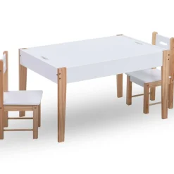 vidaXL 3-delige Kindertafel- en stoelenset krijtbord zwart en wit