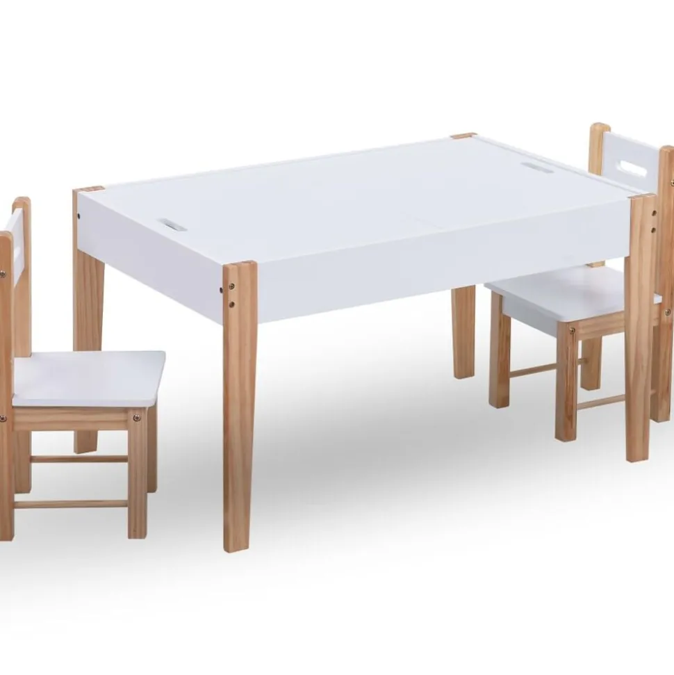 vidaXL 3-delige Kindertafel- en stoelenset krijtbord zwart en wit