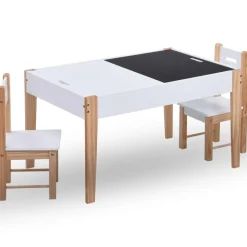 vidaXL 3-delige Kindertafel- en stoelenset krijtbord zwart en wit