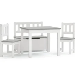 vidaXL 3-delige Kindertafel- en stoelenset MDF wit en grijs