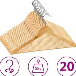vidaXL 20-delige Kledinghangerset anti-slip hardhout