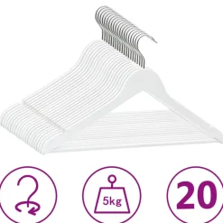 vidaXL 20-delige Kledinghangerset anti-slip hardhout wit