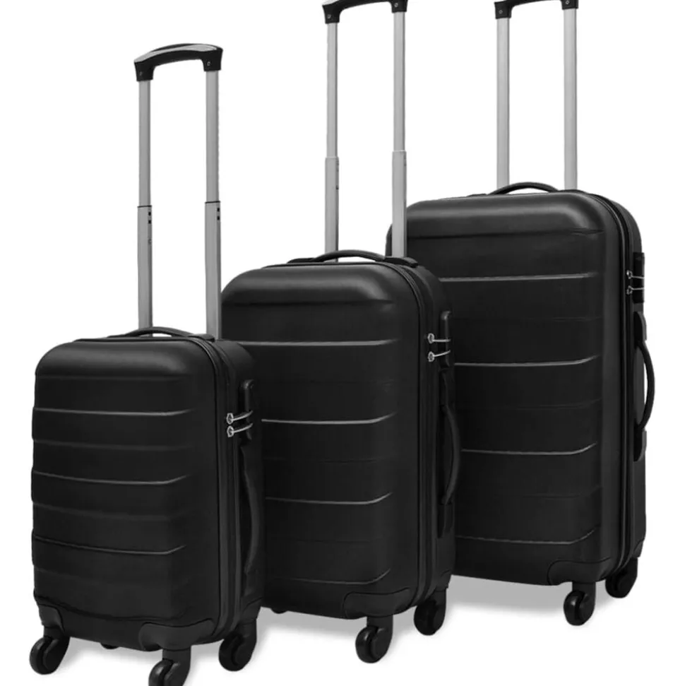 vidaXL 3-delige Kofferset hard 45,5/55/66 cm zwart