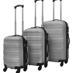 vidaXL 3-delige Kofferset hard 45,5/55/66 cm zilverkleurig