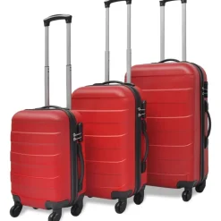 vidaXL 3-delige Kofferset hard 45,5/55/66 cm rood