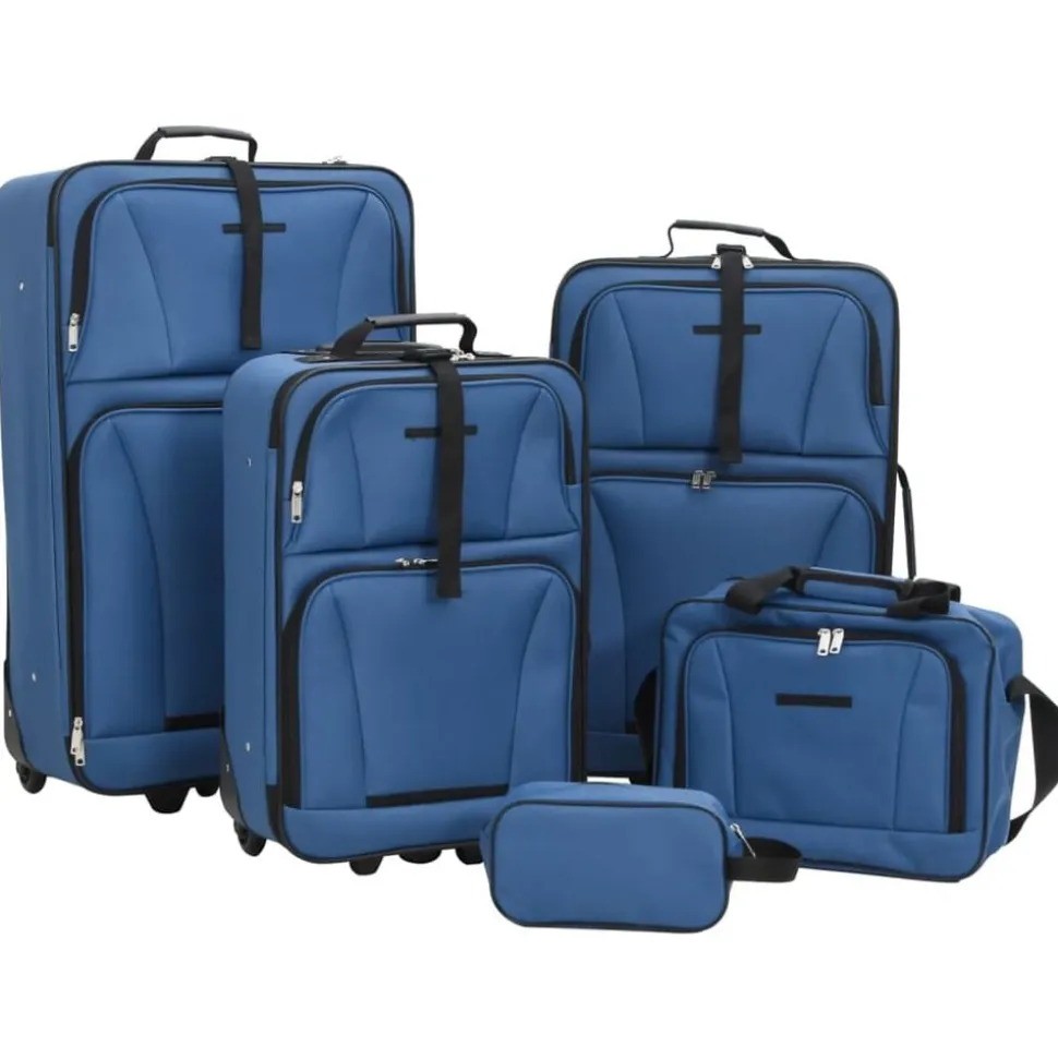 vidaXL 5-delige Kofferset stof blauw