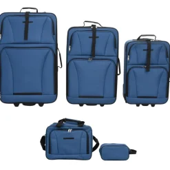 vidaXL 5-delige Kofferset stof blauw