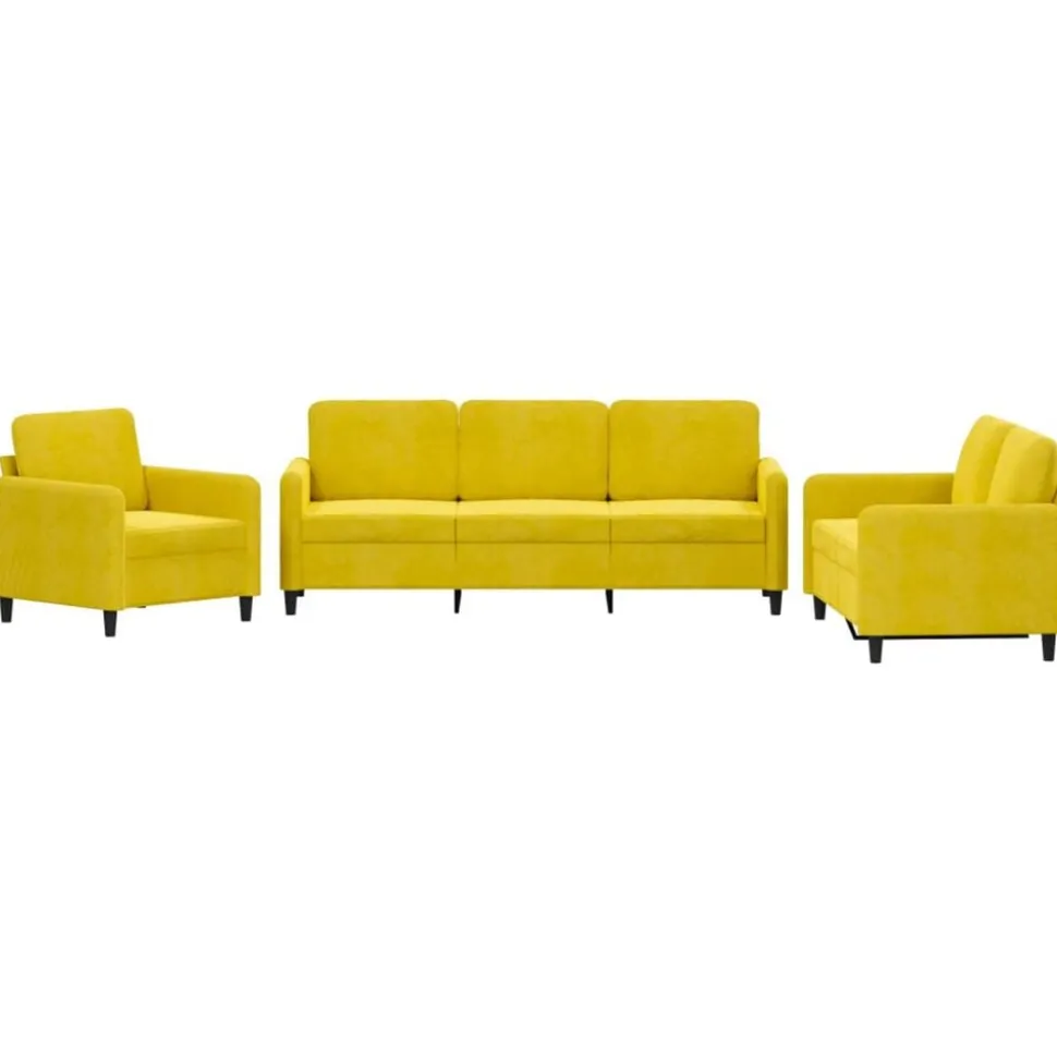 vidaXL 3-delige Loungeset fluweel geel