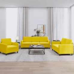 vidaXL 3-delige Loungeset fluweel geel