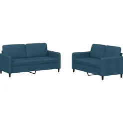 vidaXL 2-delige Loungeset fluweel blauw