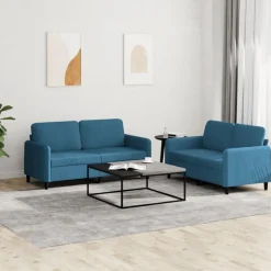 vidaXL 2-delige Loungeset fluweel blauw