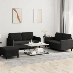 vidaXL 3-delige Loungeset fluweel zwart