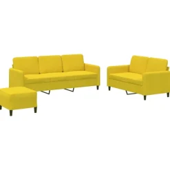 vidaXL 3-delige Loungeset fluweel geel