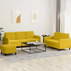 vidaXL 3-delige Loungeset fluweel geel