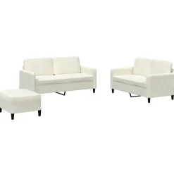 vidaXL 3-delige Loungeset fluweel crèmekleurig
