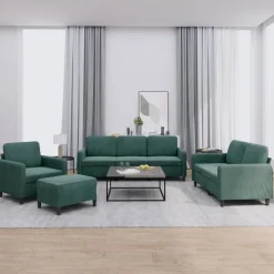 vidaXL 4-delige Loungeset fluweel donkergroen
