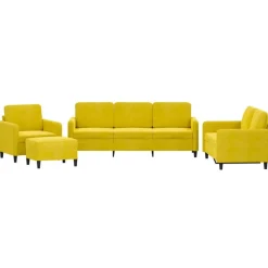 vidaXL 4-delige Loungeset fluweel geel