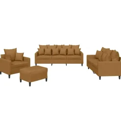 vidaXL 4-delige Loungeset met kussens fluweel bruin
