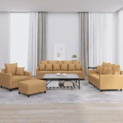 vidaXL 4-delige Loungeset met kussens fluweel bruin