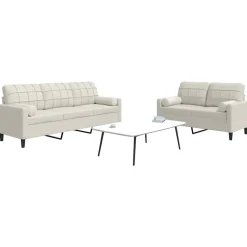 vidaXL 2-delige Loungeset met kussens en bolsters fluweel crèmekleurig