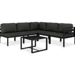 vidaXL 6-delige Loungeset met kussens aluminium antraciet