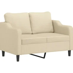 vidaXL 2-delige Loungeset met kussens stof crèmekleurig
