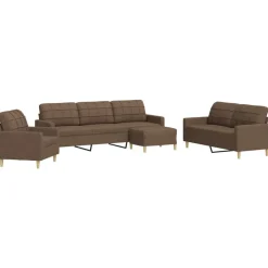 vidaXL 4-delige Loungeset met voetenbank stof bruin