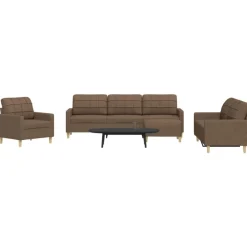 vidaXL 4-delige Loungeset met voetenbank stof bruin