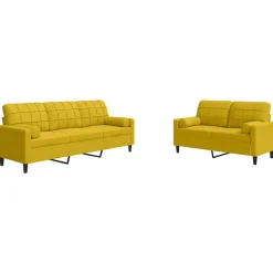 vidaXL 2-delige Loungeset met kussens en bolsters fluweel geel
